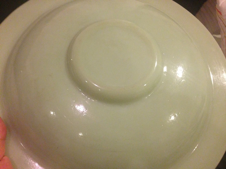 Plato grande de vidrio PEKÍN CHINO HECHO A MANO VERDE 14 1/4" Foto 3 de 4