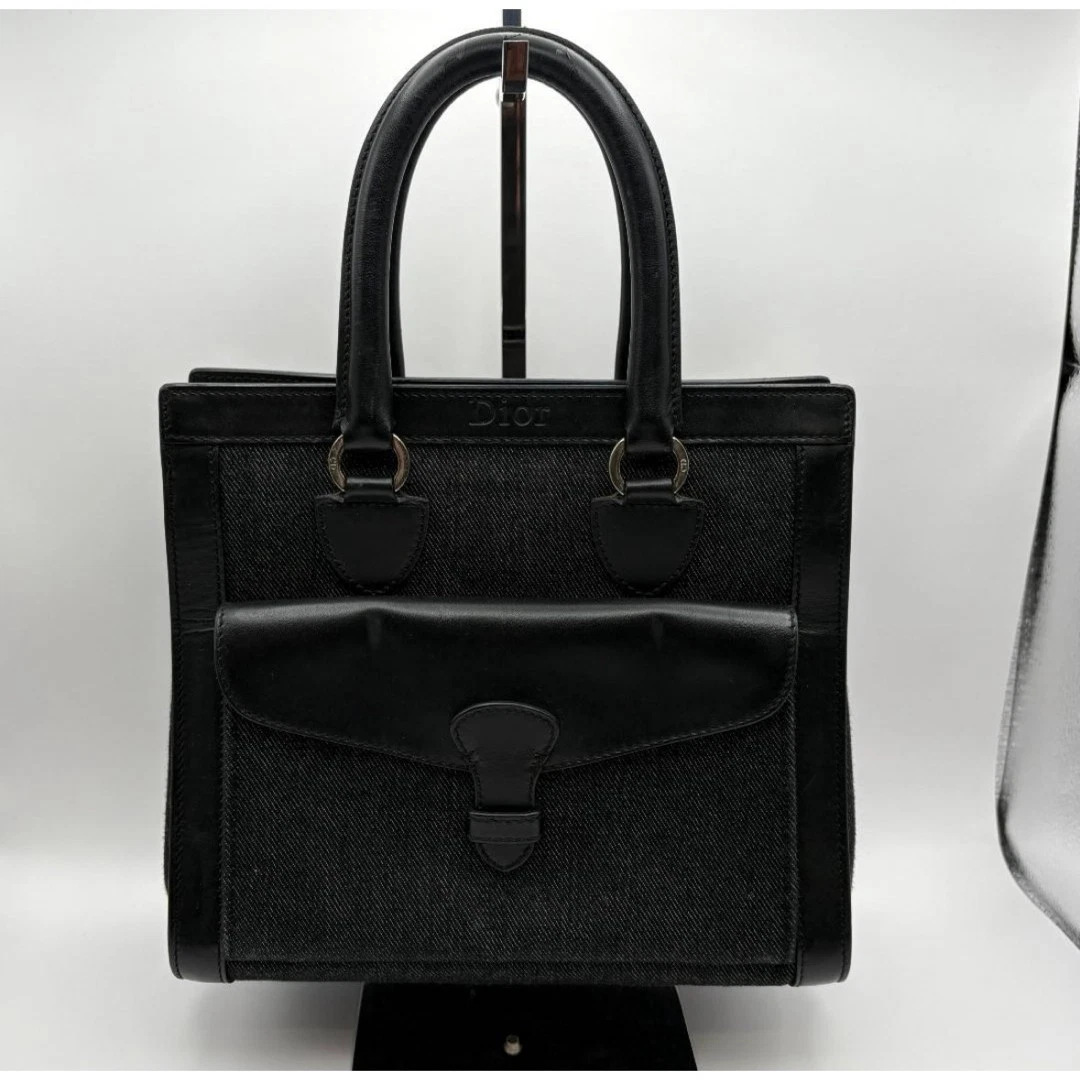 Sac à main Christian Dior en cuir denim noir Bo B 0032