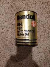 ​Vtg Kendall GT-1 High Performance motor oil 1 Quart card board tin can SAE 30