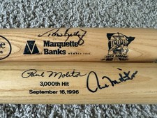 Paul Molitor 3000 Hit Commemorative ￼Autographed & Tom Kelly SGA Bat Lot JSA COA