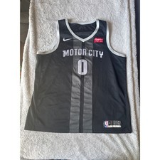 Nike Detroit Pistons Andre Drummond Motor City Jersey Black Grey Men 56 XXL NBA