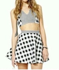 Nasty Gal In Check 2 Piece Dress Crop Top Skirt Checkered Gingham Sz Medium