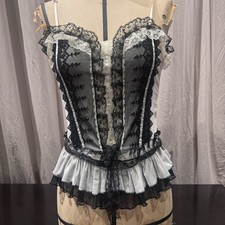 VTG Heavily Trimmed Jersey Lace Corset Top S/M