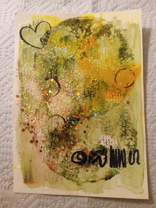 Original Art 5" x 7" Size Abstract Mixed Media Sparkling Paints Unique Love Is