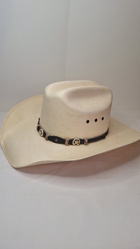 MHT western Straw Cowboy Hat 20 Sheepskin Leather Shantung Panama