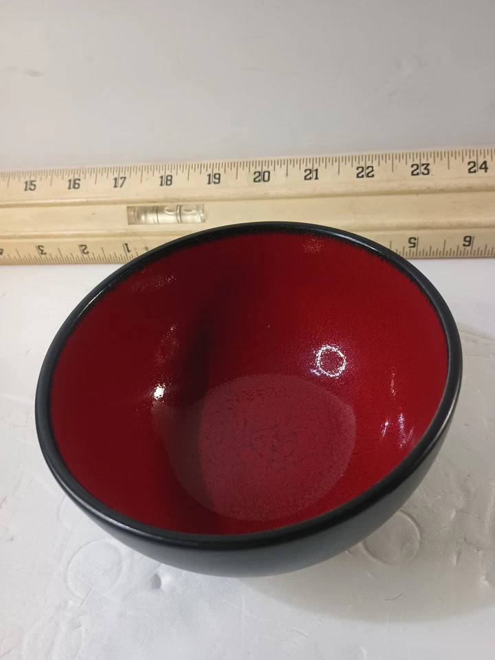 Oneida Sunset Gres Rojo Negro Redondo Pequeño Arroz Sopa Cereal Cuenco Redondo 5" Usado Foto 3 de 4