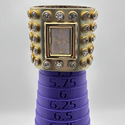 Betsey Johnson Leather Crystal Watch Wide Cuff Gold Tone  display picture 1