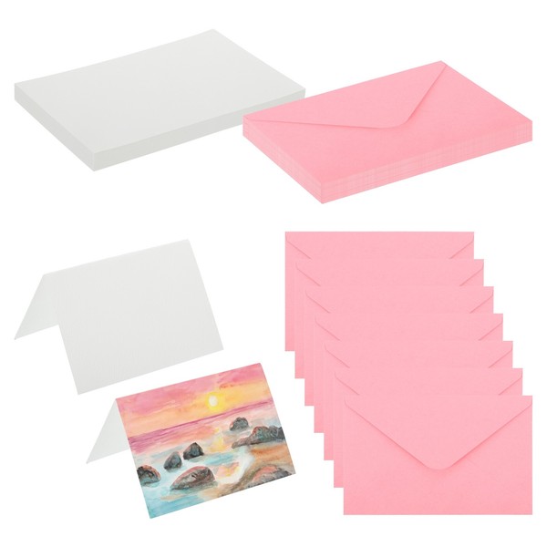 "4X6\" Reine Baumwolle Aquarellkarten 25 Sets Mit UmschläGen 140Lb/300 Gsm Pink"-image