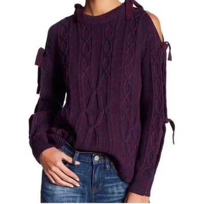 PROJECT NAADAM CABLEKNIT TIE SLEEVES SWEATER MERLOT SZ M BOHO WINTER FASHION