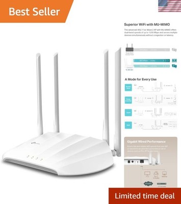 Dual-Band AC1200 Access Point - Extensive Coverage WiFi Bridge with Beamforming