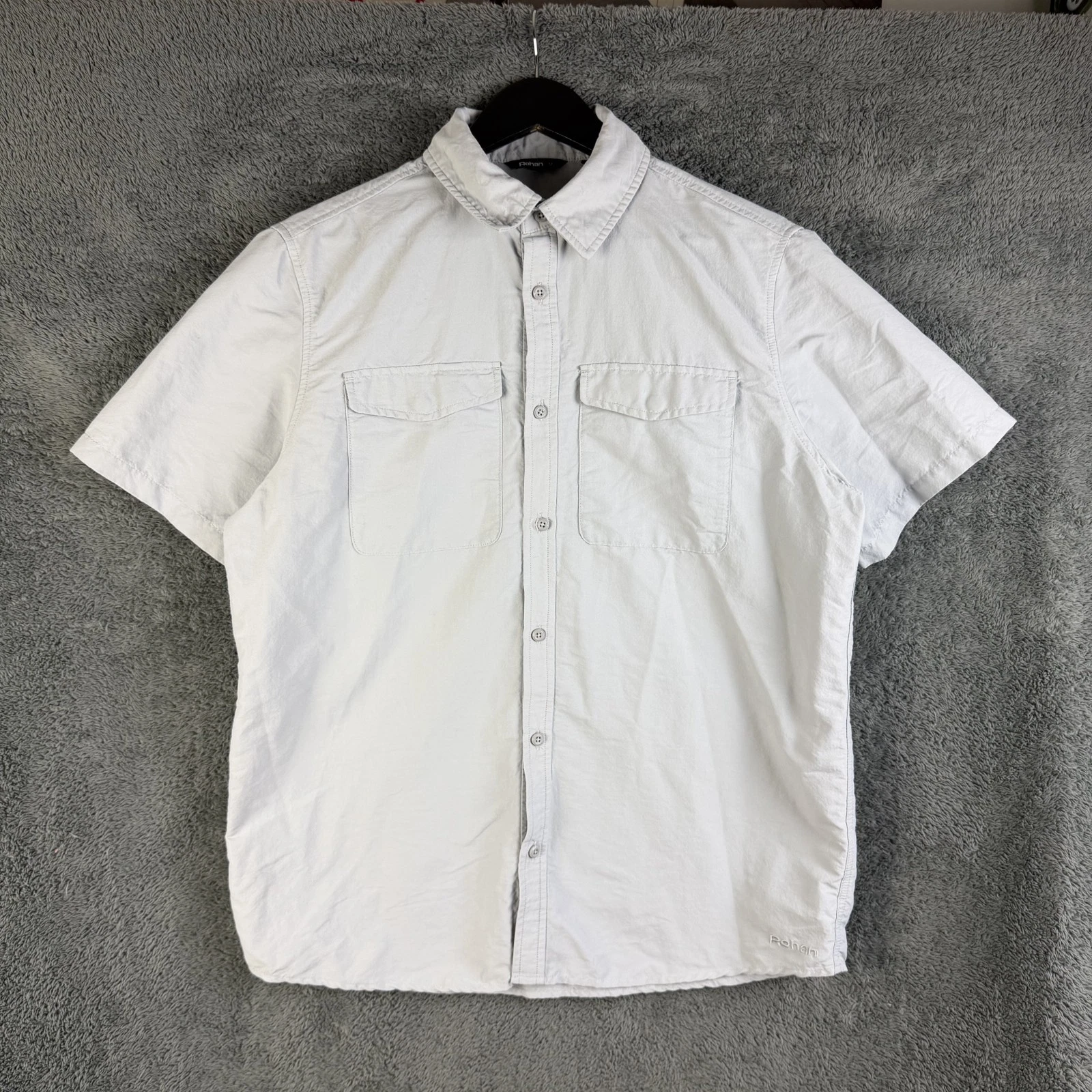 Rohan Hiking Shirt Mens Medium Short Sleeve Pocket Grey Walking Hiking