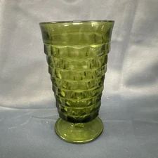 Vintage - Indiana Whitehall Colony Cubist Glass - Avocado Green - Footed Glasses