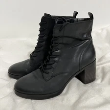Sole Society Boots Womens Size 8.5 Leather Lace Up Block Heel Ankle Booties
