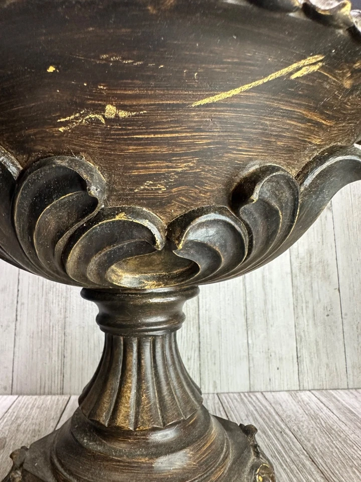 Cuenco decorativo con patas de resina de colección clásico decoración del hogar 9" alto 10" diámetro Col C Foto 3 de 4