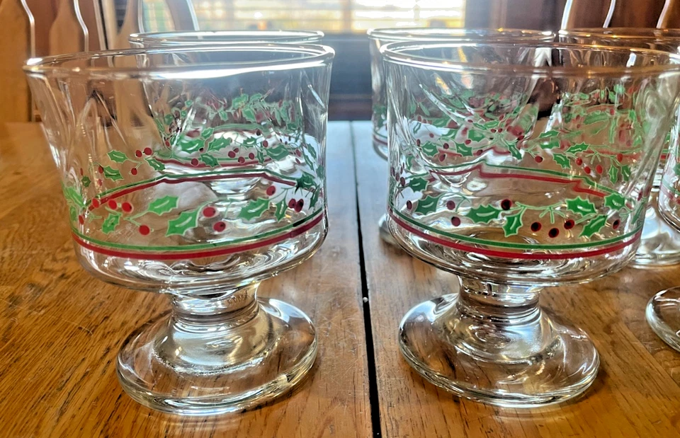 批量 6 件 复古 Libby Christmas Holly/ 浆果足甜点/谢伯特眼镜 — 第 4/4 张图片