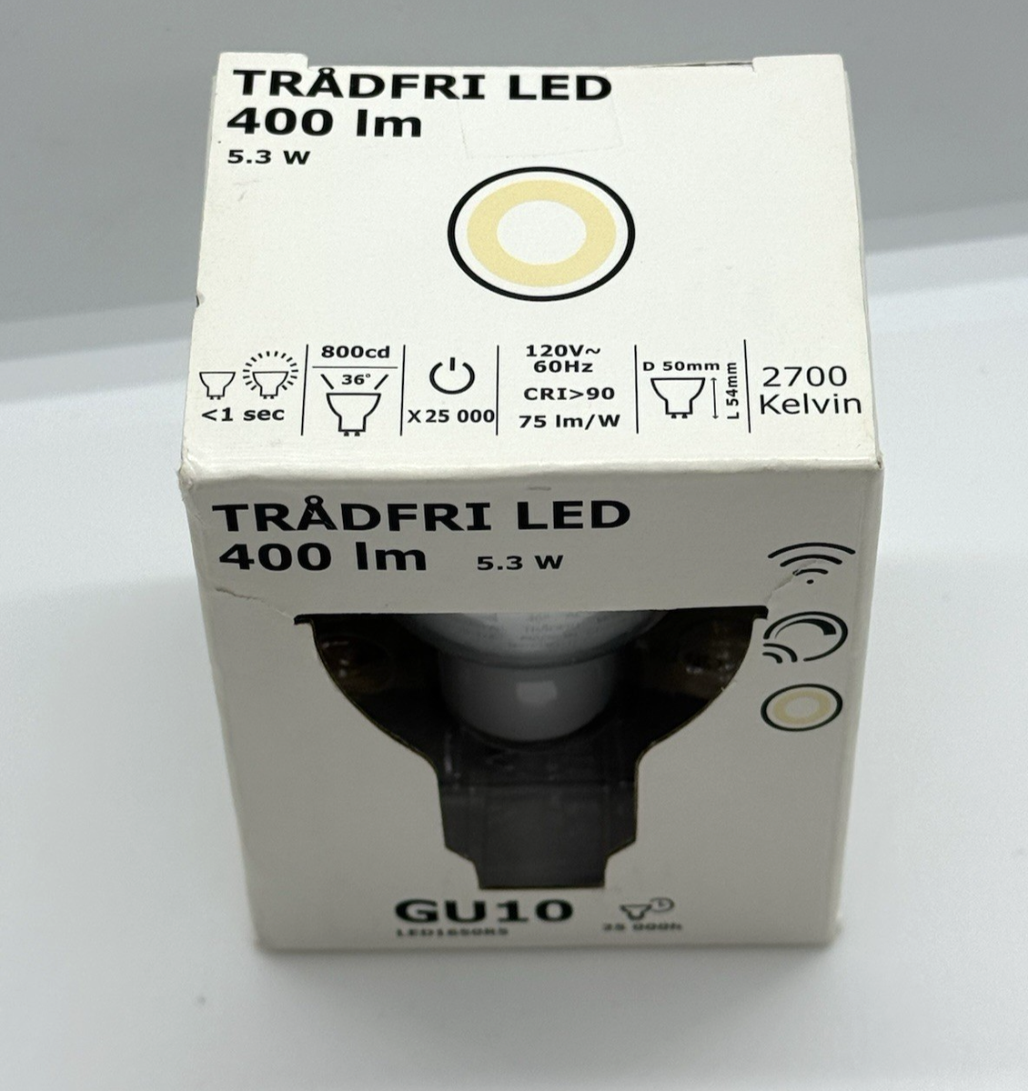 Ikea TRADFRI LED GU10 Bulb 400 Lumen Smart Wireless Dimmable Warm