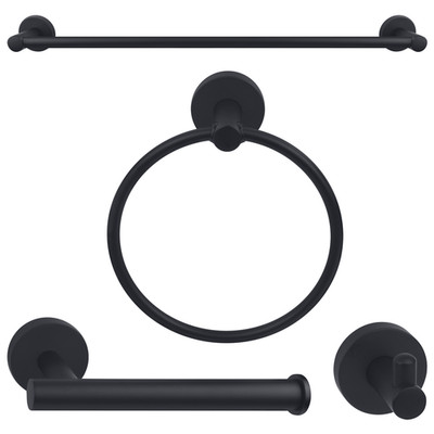 Nuk3y Luna Modern 4-Piece Bathroom Hardware Accessory Set with 24'' Towel Bar