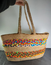 NEW Straw tote multi-color, Hand Crafted, Sustainable Bag NWT Day Bag Boho-chic