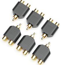 6 Pack RCA Y Splitter Adapter 1 RCA Male to 2 Female Jack Audio Video Connector.