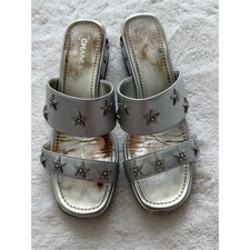 CHANEL vintage silver sandals with starts size 36EU Authentic