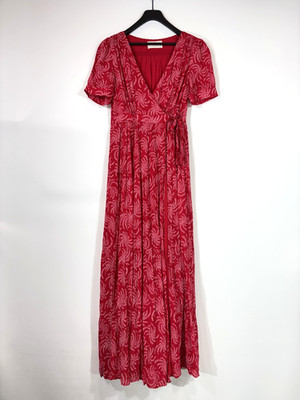 BA&SH Coming Kleid Damen SMALL Maxi Lang Wickel Druckknöpfe Kurzarm
