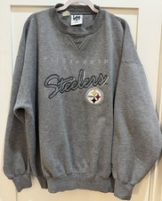 Vintage Lee Sport Pittsburgh Steelers Ribbed Sweatshirt XL Grey Embroidered NFL