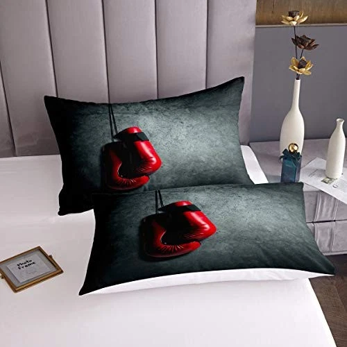  Juego de sábanas de boxeo temáticas deportivas para niños niños niños niñas hombres rojo  Foto 3 de 3