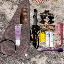 Unisex Hair Styling Set: Straightener, Comb, Claw Clips, got2b Spray, AHA 4 oz