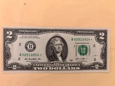 2013  star $2 replacement note   New York district nice crisp note 