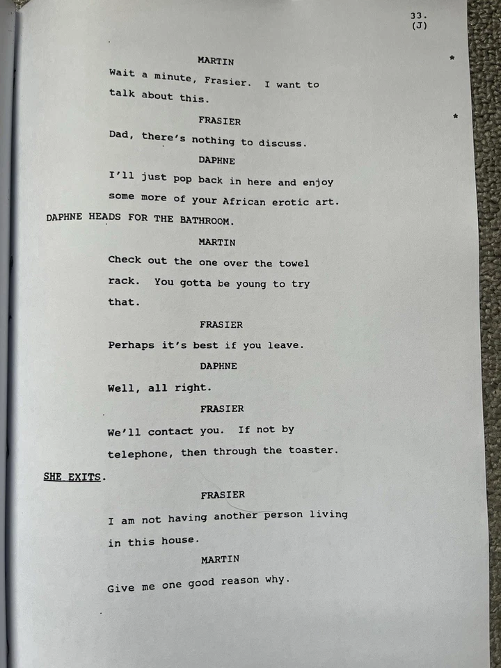 Frasier Pilot Episode Script. Kelsey Grammer, Jane Leeves, Peri Gilpin. - Image 2 of 2