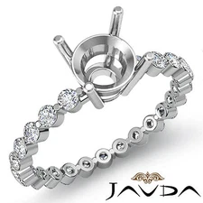 Round Semi Mount Shared Prong Set Diamond Engagement Ring 18k White Gold 0.7Ctw