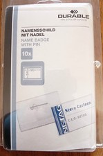 Image of 10 x DURABLE NAME BADGE WITH PIN      BRAND NEW IN BOX