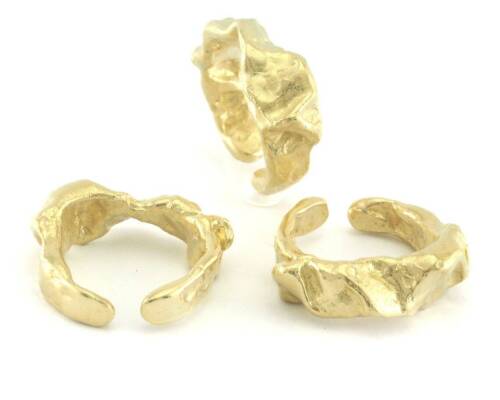 Anillo ajustable en forma orgánica latón crudo, plata antigua, chapado en oro brillante 2914 - Imagen 3 de 4