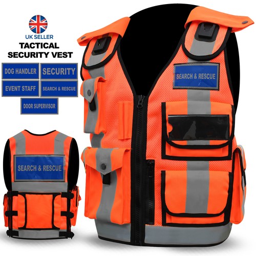 Hi Viz Tactical Security Dog Handler Vest Enforcement CCTV Tac Jacket Orange - Picture 2 of 4