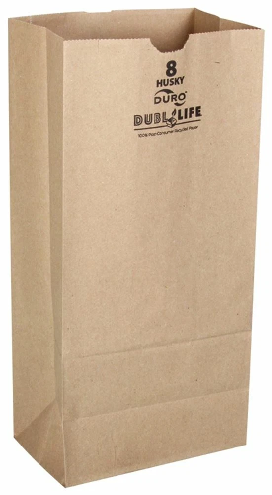 Duro Brown Printed 100% Recycled Shopping Bag with Handles 12 x 7 x 17 -  300/Bundle