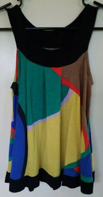 Cherish USA Womens Jrs S Colorblock Geo Tank Top Sleeveless Swing 