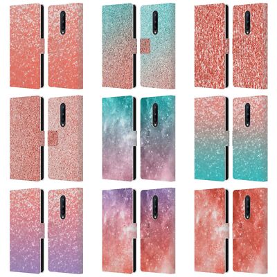 OFFICIAL PLDESIGN SPARKLY CORAL LEATHER BOOK WALLET CASE FOR ONEPLUS PHONES