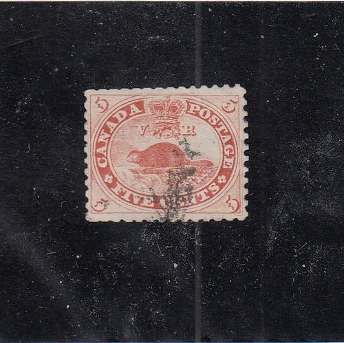 CANADA (MK7720) # 15c VF-USED 5cts 1859 BEAVER /BRICK RED CAT VALUE $60 - 第 1/1 張圖片