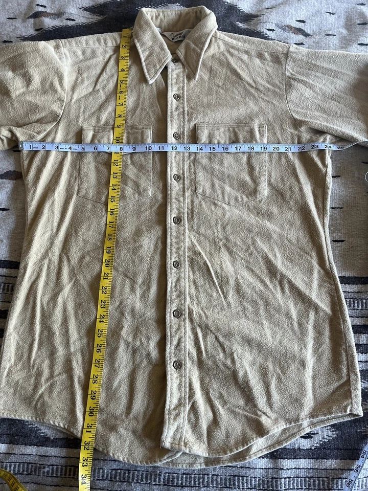 Vintage Duxbak Tan Hunting Shirt Mens Size Large Button Front Long Sleeve Logo - Image 2 of 4