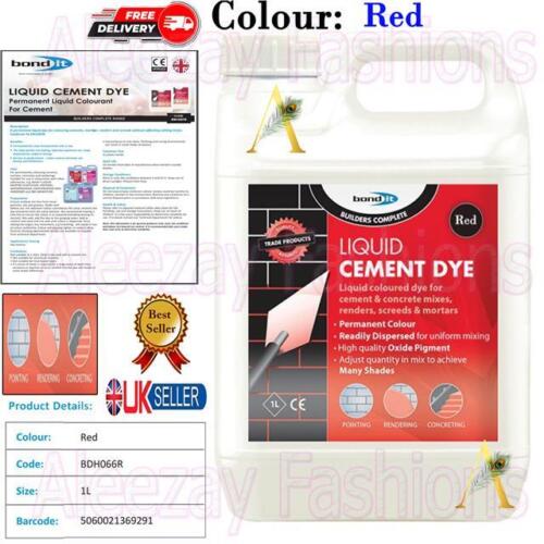 Bond It 1L Red Liquid Cement Dye Pigment Mortar Tone Brick Colour Render 1 Litre - Picture 1 of 9