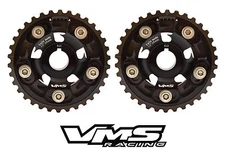 QTY 2 VMS RACING ADJUSTABLE BILLET CAM GEARS BLACK FOR HONDA PRELUDE H22 DOHC