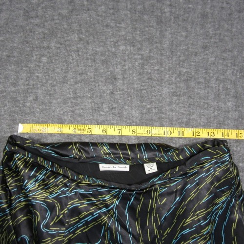 Amanda Smith Silk Skirt Womens 8 Green A line Geometric Pleated Inserts Midi - Picture 5 of 8