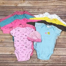 Carters Bodysuits Baby Girl 3M Lot of 9 Long Sleeve Short Sleeve Cotton Knit