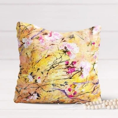 Decorative Floral pillow cover. 12x12" Farmhouse cushion cover. Decorpillow case - Image 1 of 4