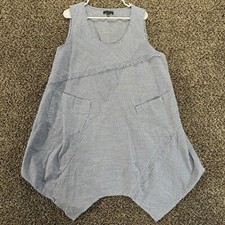 For Cynthia Womens Dress Linen Blend Blue Striped Size 1X Sleeveless Lightweight