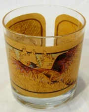 RARE Vintage Cocktail Glass Bar Outdoorsman Wildlife Tom O'Brien Art Pheasant