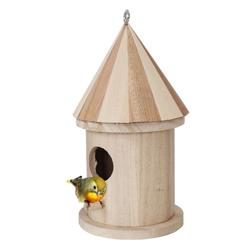 2 Pieces Wooden Bird House for Outside Bird Houses with Perch to Paint
