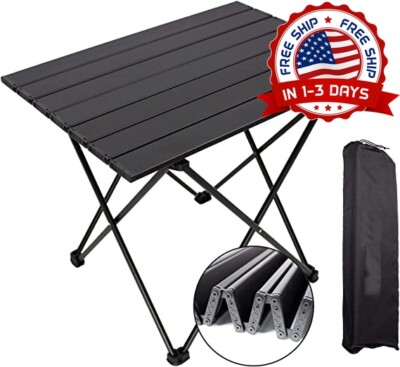 Mesa De Aluminio Plegable Pequeña Portatil Para Comer Camping Al Aire Libre Cama