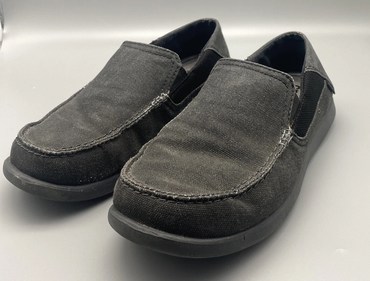 Crocs Santa Cruz Men s Size 8 Canvas Slip On Loafers Black Gray
