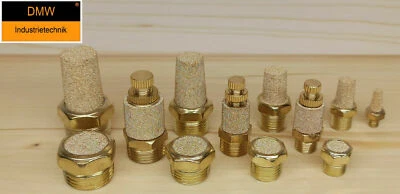 DMW INDUSTRIETECHNIK Pneumatik Schalldämpfer Drosselschalldämpfer Zoll 1/8 1/4 3/8 1/2 Druckluft NEU